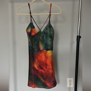 Silky Abstract Mini Dress